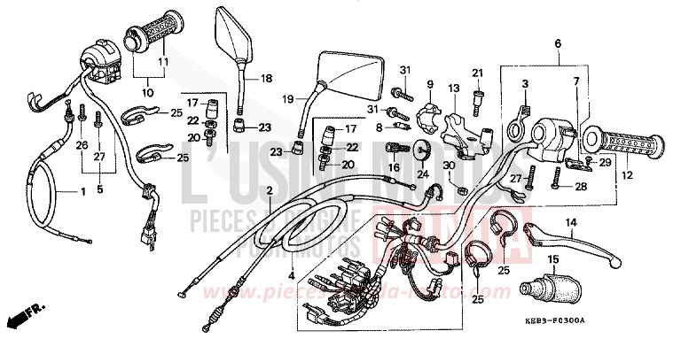 HANDLE LEVER/SWITCH/CABLE for CA125 REBEL BLACK (NH1) from 1995